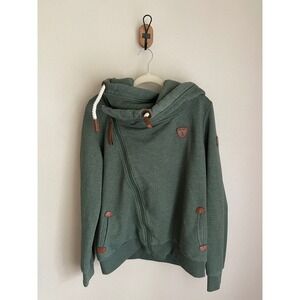 Wanakome Artemis Hoodie Women XL Green Excellent Asymmetrical Zip Cowl Neck